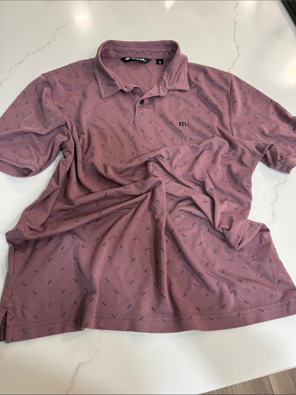 Travis Mathew Men's Mauve Polo with Micro Dot Print